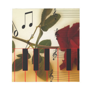 Bloc De Notas Notas de música Teclado Rojo Rosa Blossom Destiny