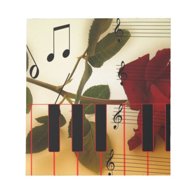 Bloc De Notas Notas de música Teclado Rojo Rosa Blossom Destiny (Frente)