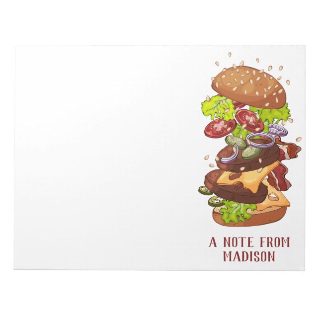 Bloc De Notas Notas de texto de Big Burger personalizados (Frente)