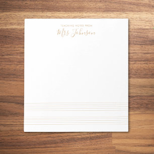 Bloc De Notas Notas del profesor del equipo de música Gold