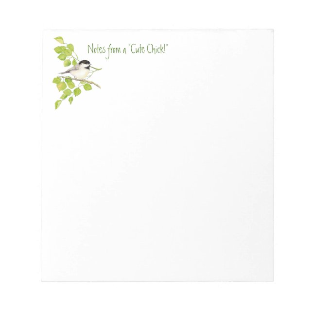 Bloc De Notas Notas divertidas de Cute Chick, Chickadee, bird (Frente)