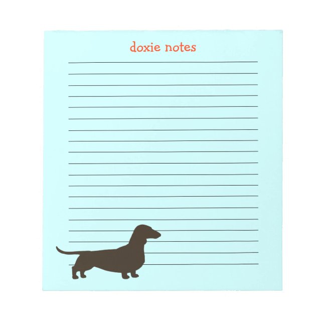 Bloc De Notas Notas Doxie Silueta de Dachshund (Frente)