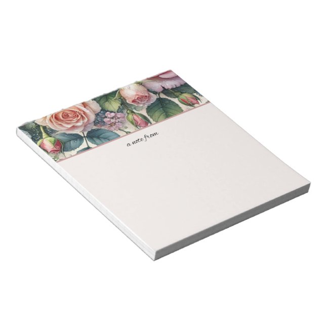 Bloc De Notas Notas florales de rosa delicada de Notepad (Lado Derecho)