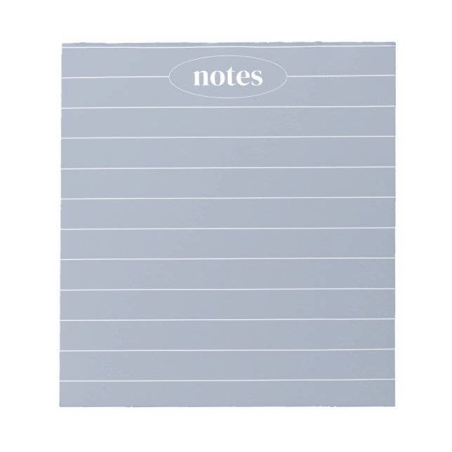 Bloc De Notas Notas Gris Azules Sleek y Stationery moderna (Frente)
