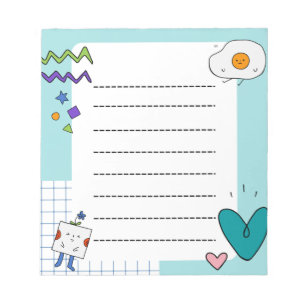 Bloc De Notas Notas Memorias de Square Cute Doodle Personalizado