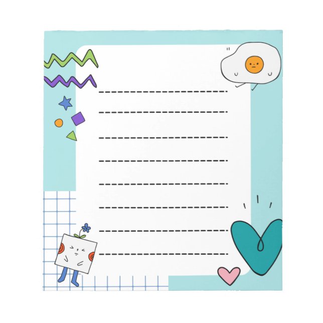 Bloc De Notas Notas Memorias de Square Cute Doodle Personalizado (Frente)