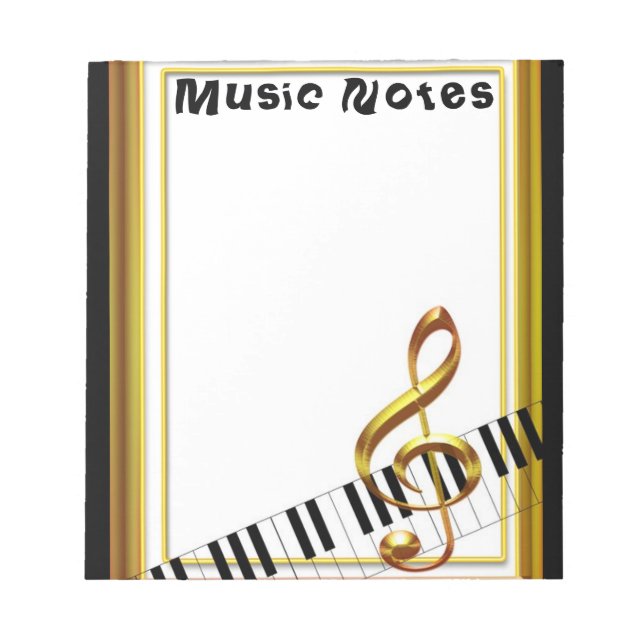Bloc De Notas Notas musicales Music Lover Piano Keyboard Notepad (Frente)