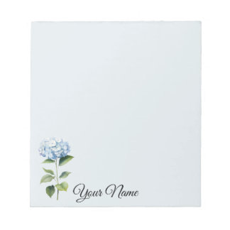 Bloc De Notas Notas personalizadas, azules, con flores