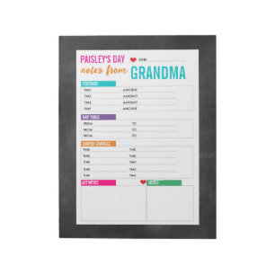 Bloc De Notas Notas Personalizadas del Cuidador del Día del Bebé