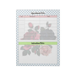 Bloc De Notas Notas sobre Rosas rosas y azules