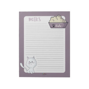 Bloc De Notas Notas violadas de un gato blanco lindo