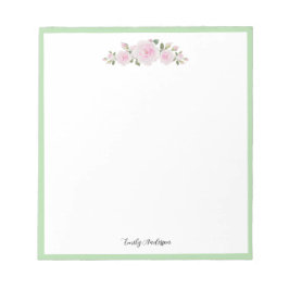 Bloc De Notas Note Pad with Name Soft Pink Roses