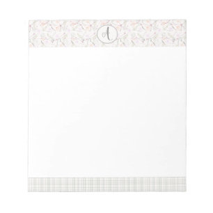 Bloc De Notas Notepa elegante monogramada moderna con flores bot