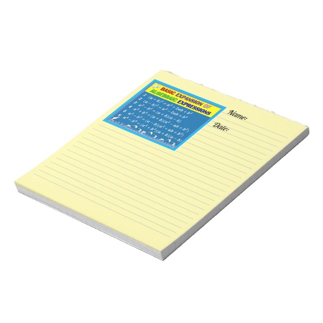 Bloc De Notas Notepad amarillo álgebra (Lado Izquierdo)