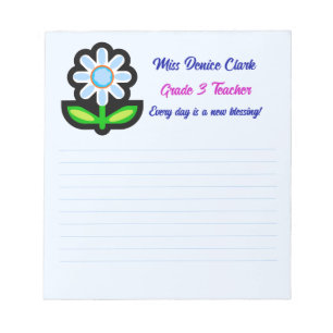 Bloc De Notas Notepad azul maestro con flor azul
