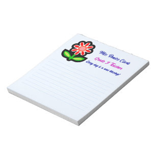 Bloc De Notas Notepad azul maestro con flor roja