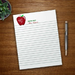 Bloc De Notas Notepad brillante de Apple para profesores<br><div class="desc">La clásica manzana roja brillante en este regalo divertido y personalizado. Listo para personalizar con su monograma y nombre.</div>