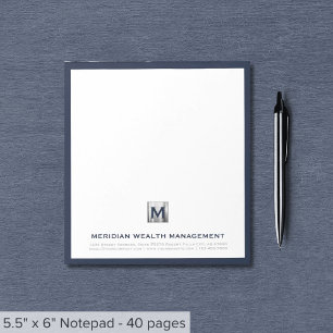 Bloc De Notas Notepad comercial clásico con monograma de empresa