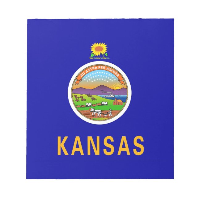 Bloc De Notas Notepad con bandera del estado de Kansas (Frente)