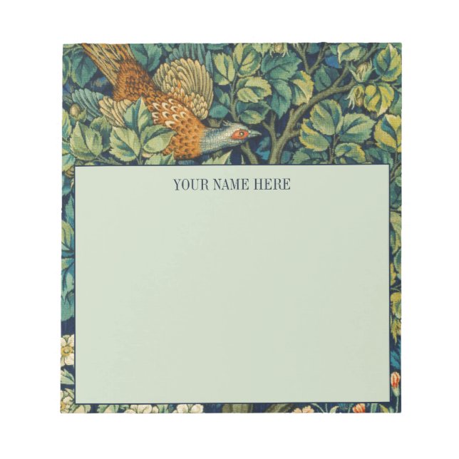 BLOC DE NOTAS NOTEPAD CON DISEÑO DE WILLIAM MORRIS "PHEASANT" (Frente)