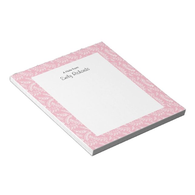 Bloc De Notas Notepad con estampado floral rosa personalizado (Lado Derecho)