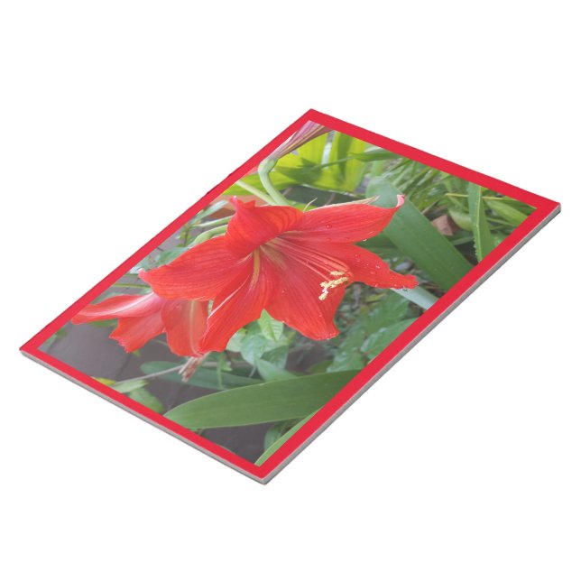 Bloc De Notas Notepad con flor roja brillante (Lado Derecho)