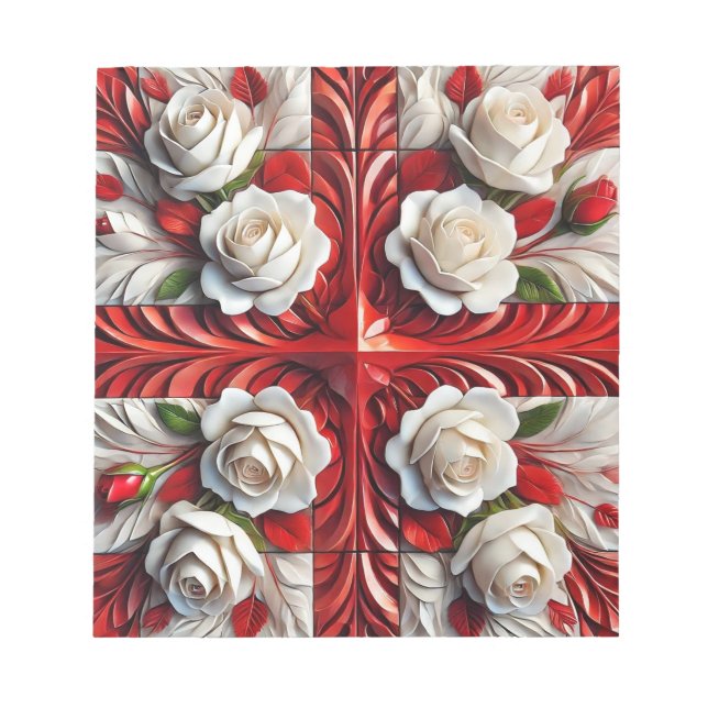 Bloc De Notas Notepad con Rosas ingleses Diseño moderno (Frente)