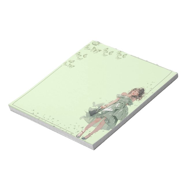 Bloc De Notas Notepad de Anime Boho simple verde (Lado Izquierdo)