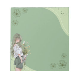 Bloc De Notas Notepad de Anime Boho simple verde