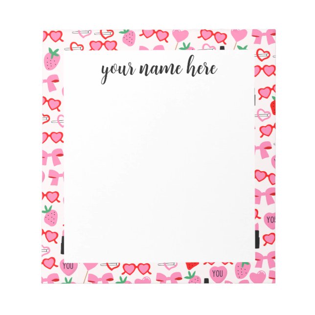 Bloc De Notas Notepad de arcos rosados personalizados para Chica (Frente)