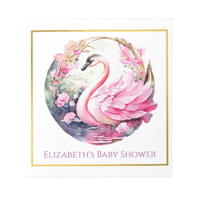 Bloc De Notas Notepad de Baby Shower de Cisne capáz (Frente)