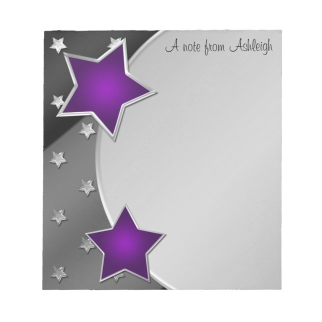 Bloc De Notas Notepad de Black Silver Purple Stars (Frente)