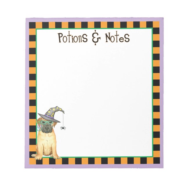 Bloc De Notas Notepad de bruja de Bullmastiff (Frente)