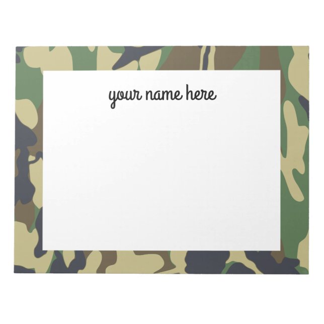 Bloc De Notas Notepad de Camo personalizado (Frente)
