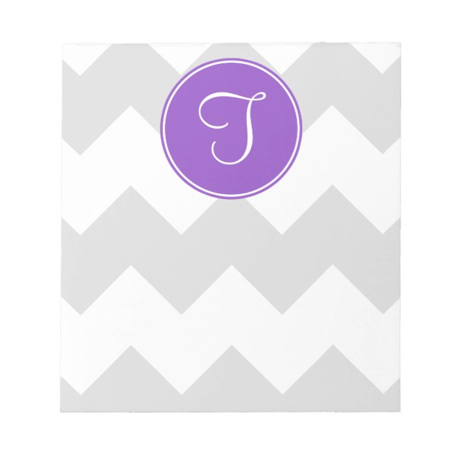Bloc De Notas Notepad de cheurón morado y gris (Frente)