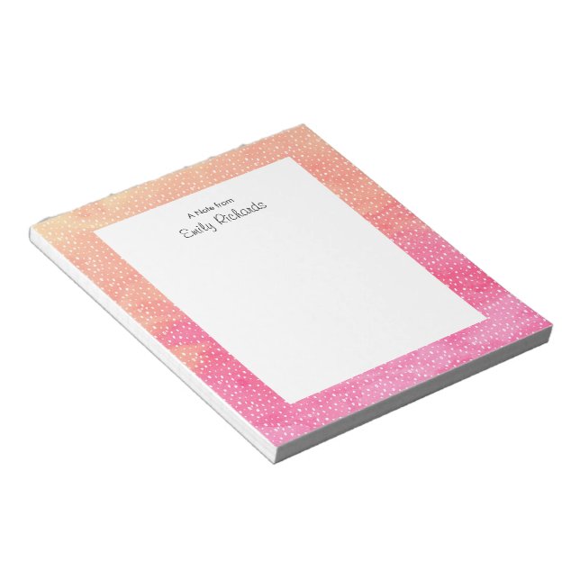Bloc De Notas Notepad de color de agua naranja rosa personalizad (Lado Derecho)