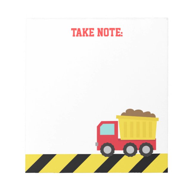 Bloc De Notas Notepad de construcción de camiones de volquete ro (Frente)