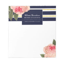 Notepad de Coral de personalizable y Peonies de la