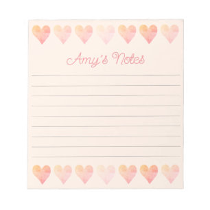 Bloc De Notas Notepad de corazón dulce y Naranja rosado