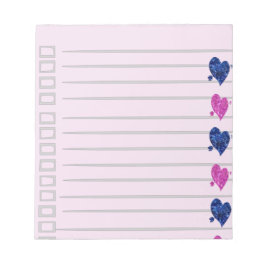 Bloc De Notas Notepad de corazón rosa y azul