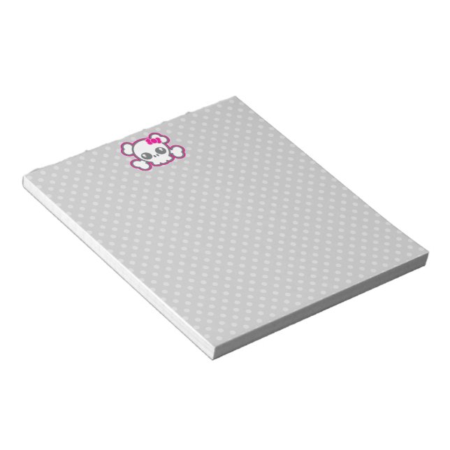 Bloc De Notas Notepad de cráneo de cinta rosada de Kawaii (Lado Derecho)