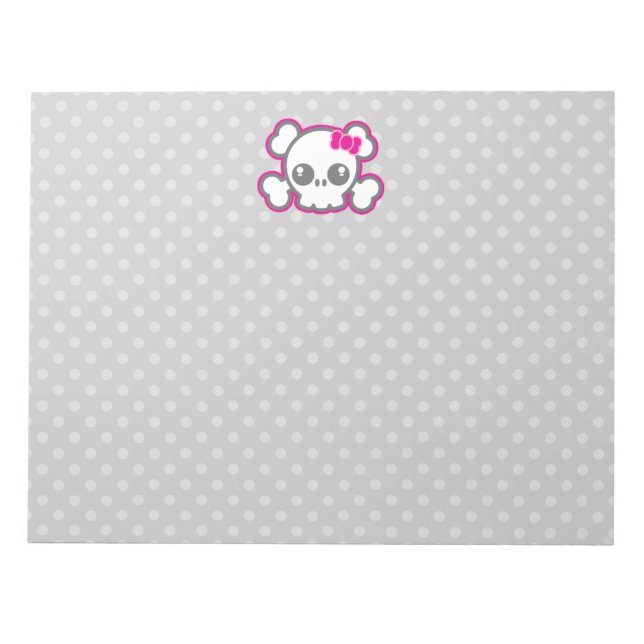 Bloc De Notas Notepad de cráneo de cinta rosada de Kawaii (Frente)