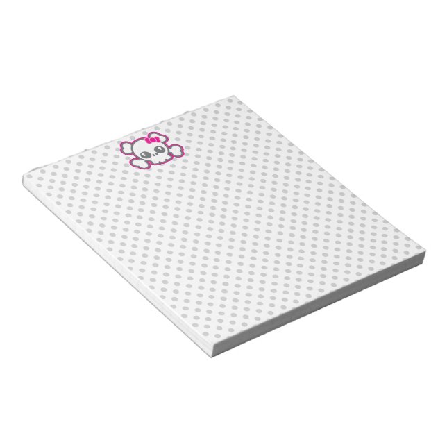 Bloc De Notas Notepad de cráneo de cinta rosada de Kawaii (Lado Derecho)