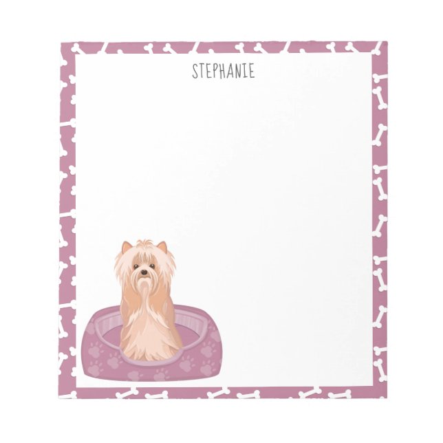 Bloc De Notas Notepad de cumpleaños de Cute Yorkshire Terrier (Frente)