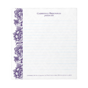 Bloc De Notas Notepad de encaje floral púrpura