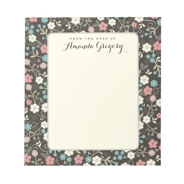 Bloc De Notas Notepad de escritorio personalizado Floral Whimsy  (Frente)