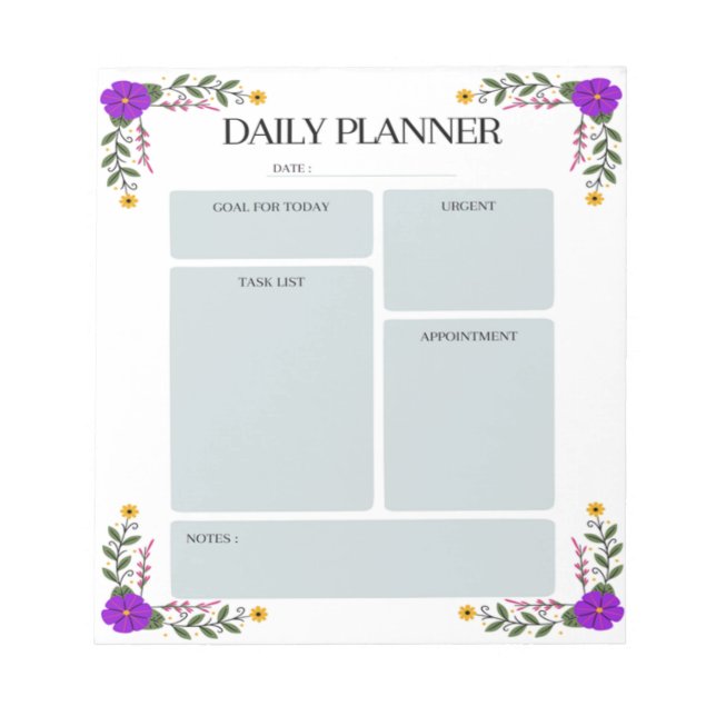 Bloc De Notas Notepad de Floral Daily Planner (Frente)