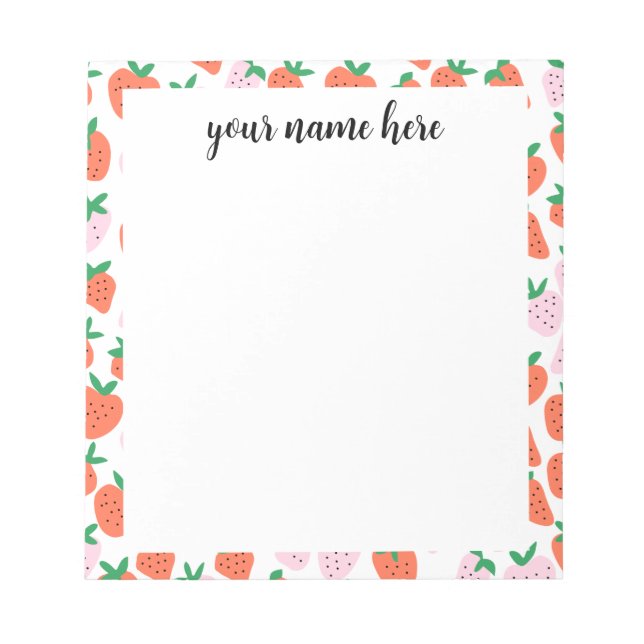 Bloc De Notas Notepad de fresas personalizadas (Frente)