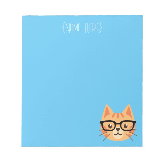 Bloc De Notas Notepad de gato Naranja Nerdy - Nombre personaliza (Frente)