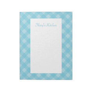 Bloc De Notas Notepad de Gingham Blue Light Personalizado